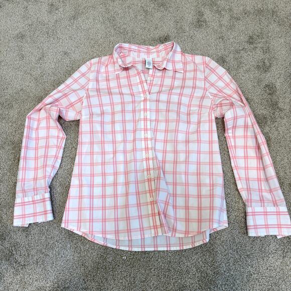 EUC Izod medium plaid check button front top blouse TB2 2339 - Picture 10 of 11